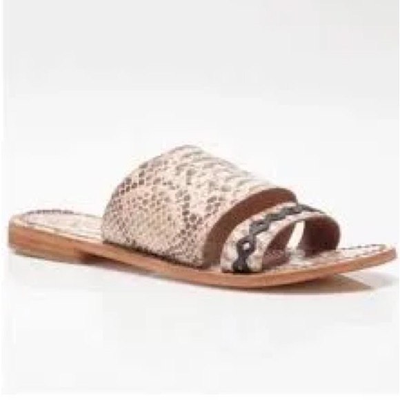 Free People Leather Saturday Slide Sandals in snakeskin. NWT. - Picture 5 of 9